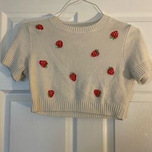 H&M cropped Strawberry sweater top